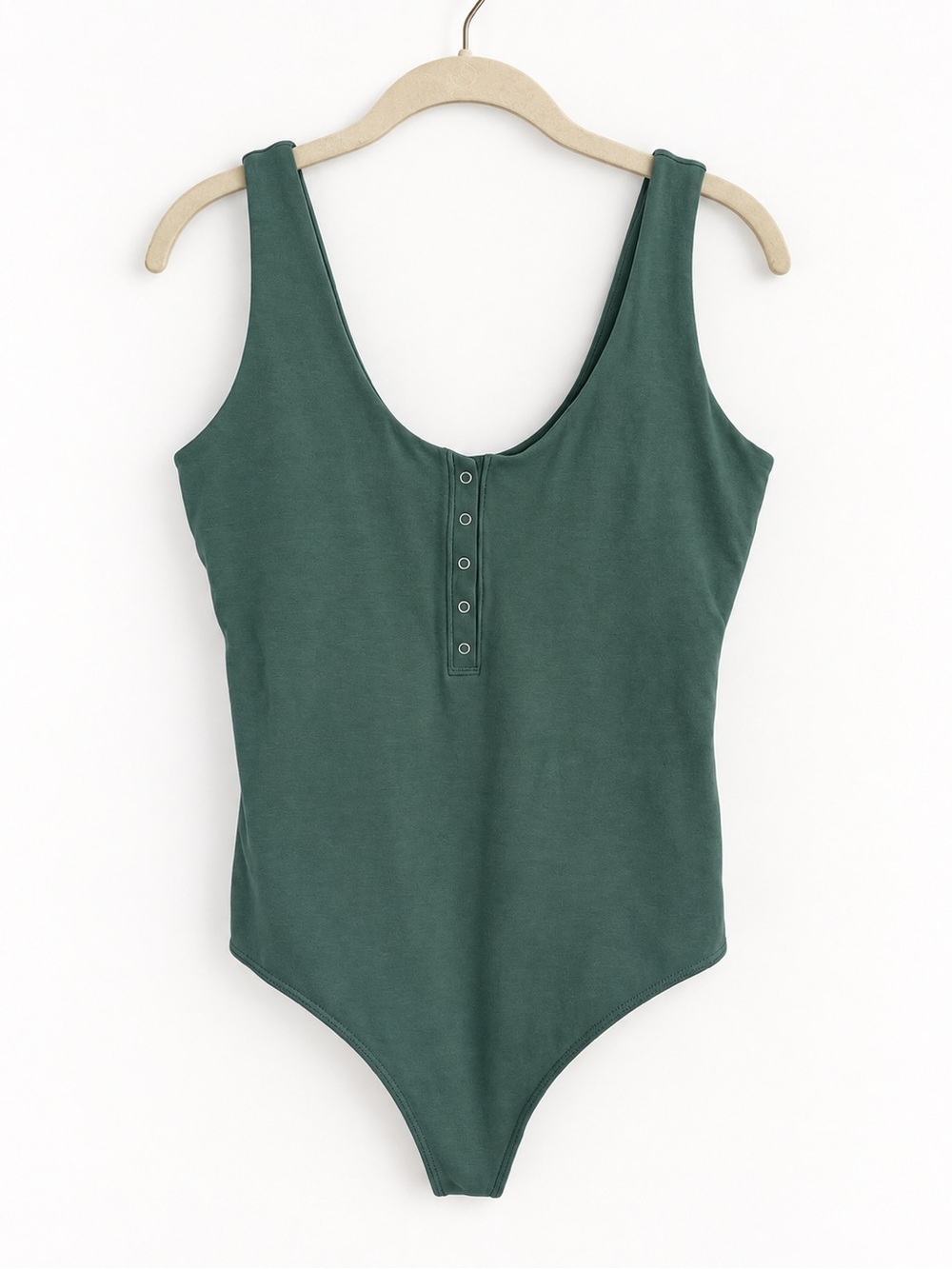 Abercrombie & Fitch Sage Green Scoop Neck Snap Front Bodysuit Large Y2K Basic